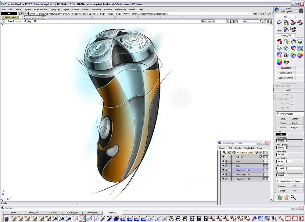 Hand drawn tutorial，Alias，Electric razor，Drawing process，