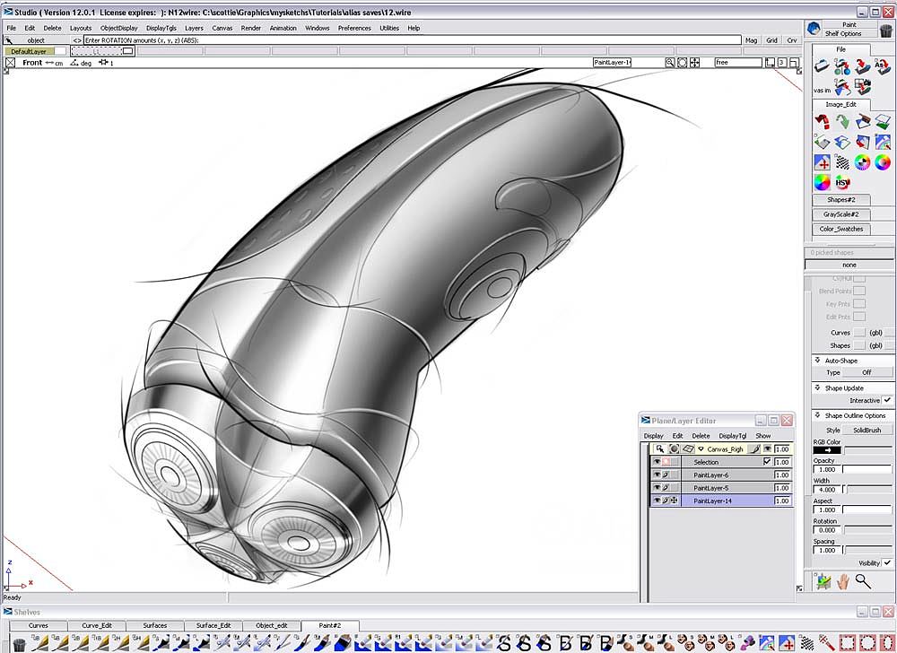 Hand drawn tutorial，Alias，Electric razor，Drawing process，