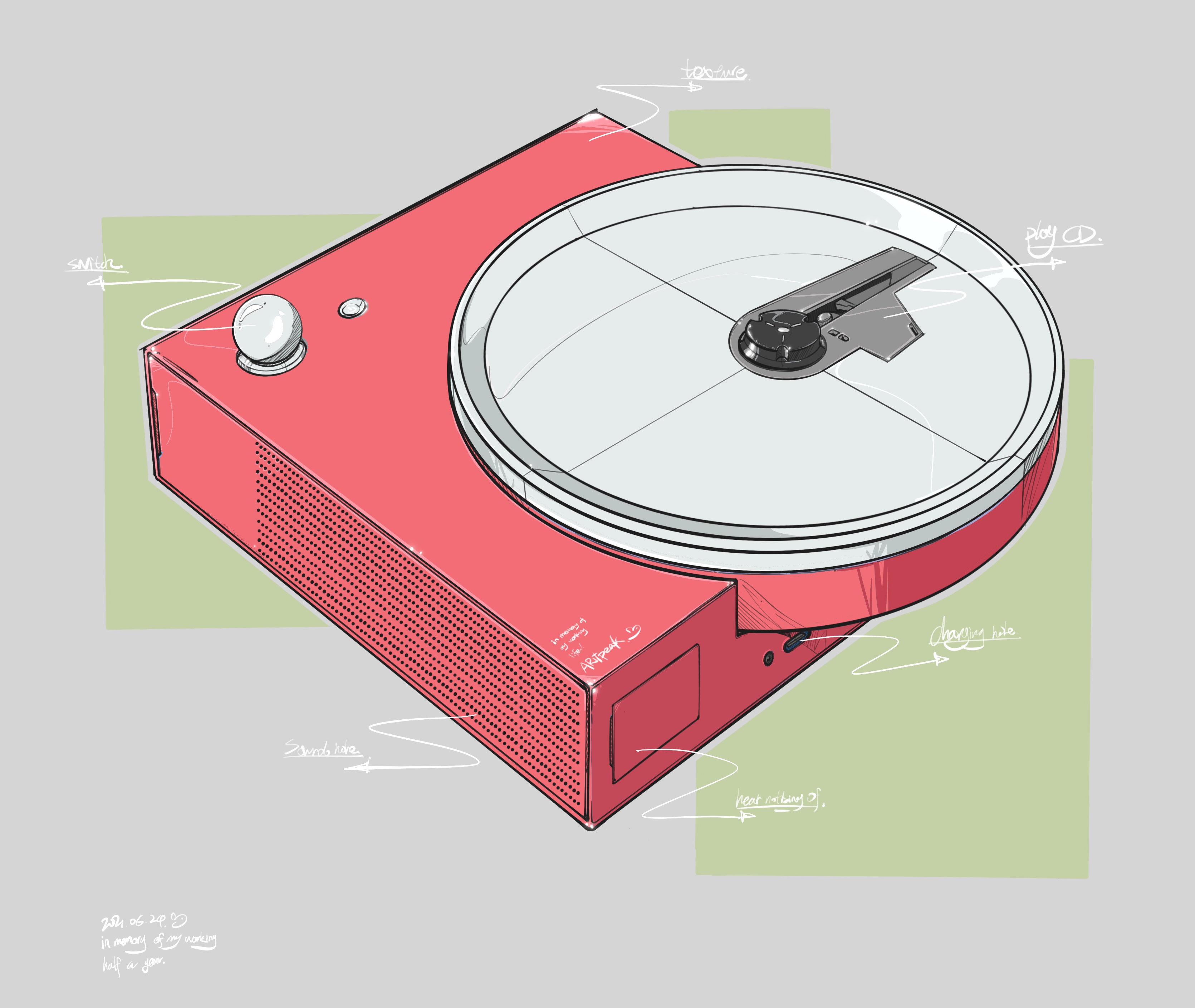 Hand drawn，Ubee ，Render，modeling，Post processing，