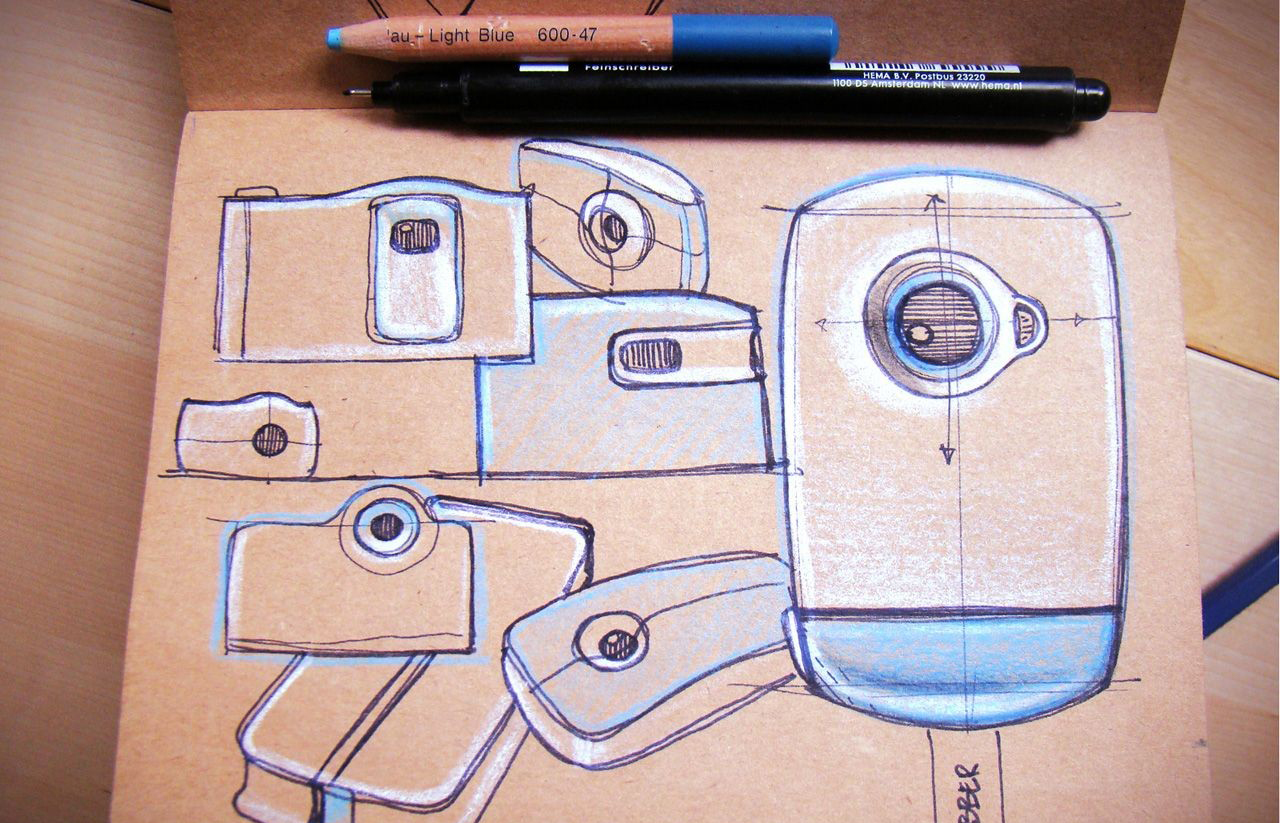 Hand drawn products，design sketch，Toner，marker pen，