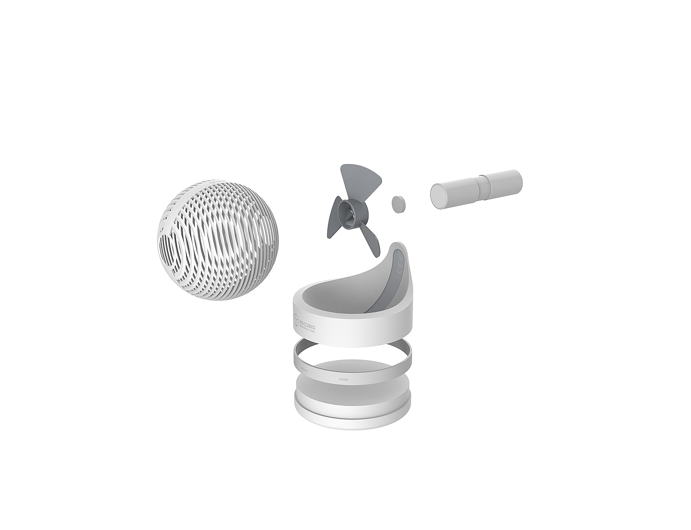 Electric fan，Macubes，white，