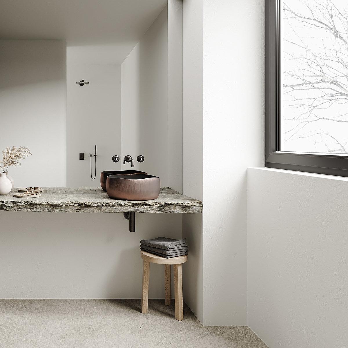 Wash basin，Shower Room，Render，modern，