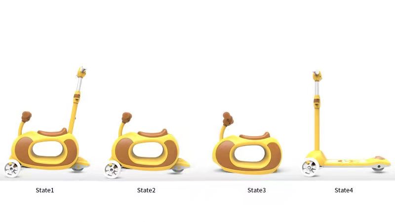 The real four in one children's car has four completely different playing methods.，