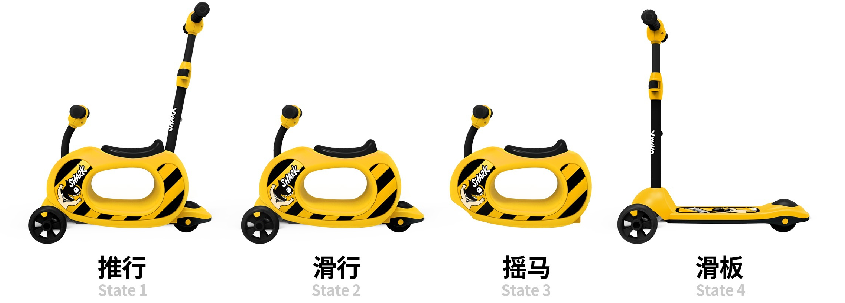 The real four in one children's car has four completely different playing methods.，