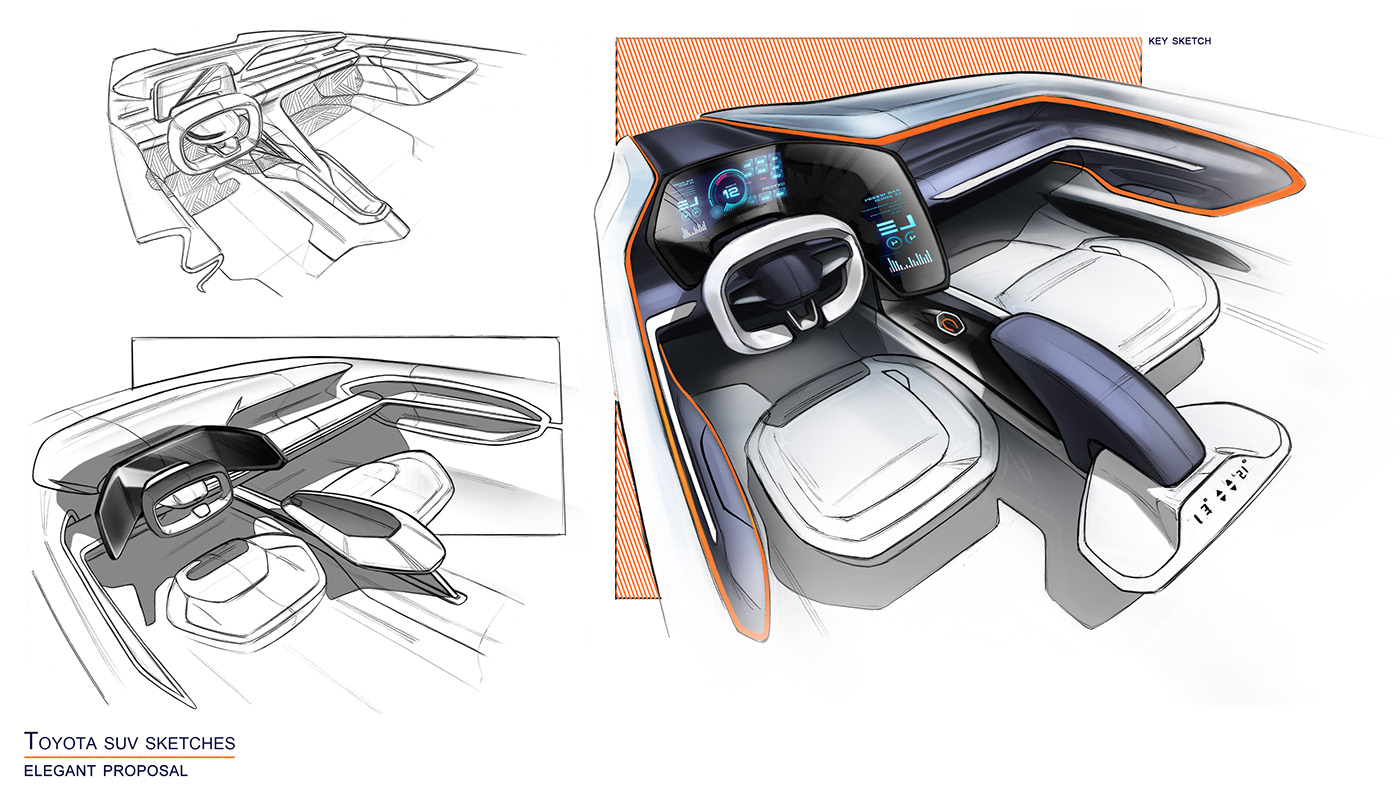 automobile，Hand drawn，inside，