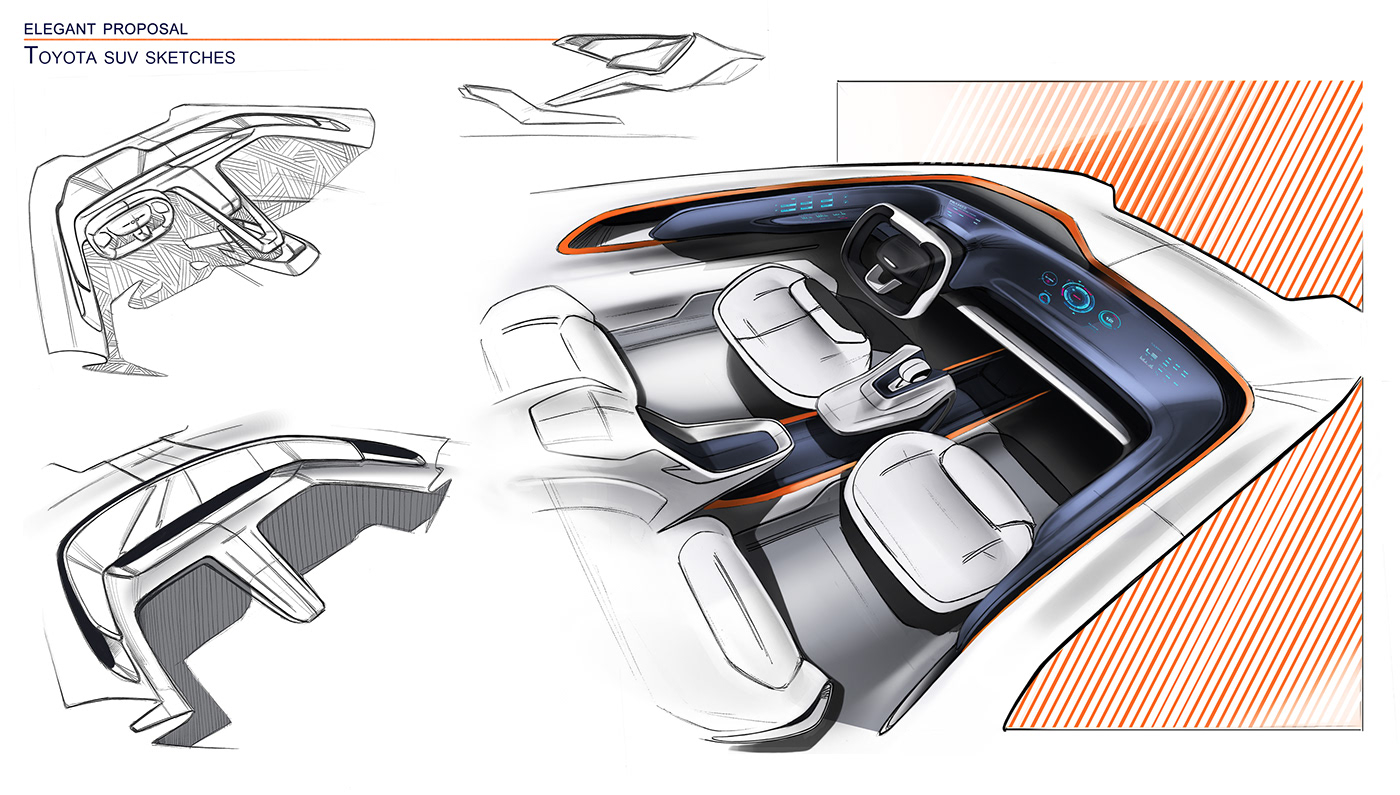 automobile，Hand drawn，inside，