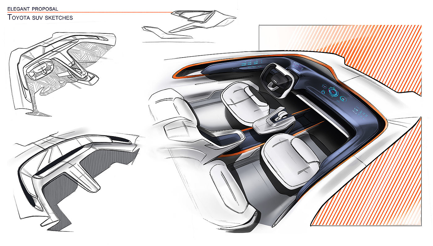 automobile，Hand drawn，inside，