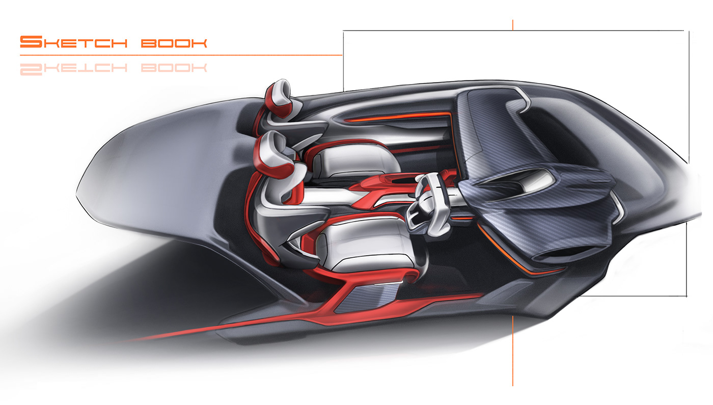 automobile，Hand drawn，inside，