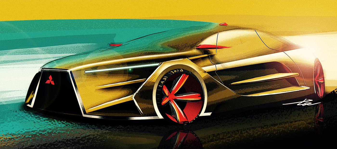 Mitsubishi，audi，Hand drawn car，pretty，
