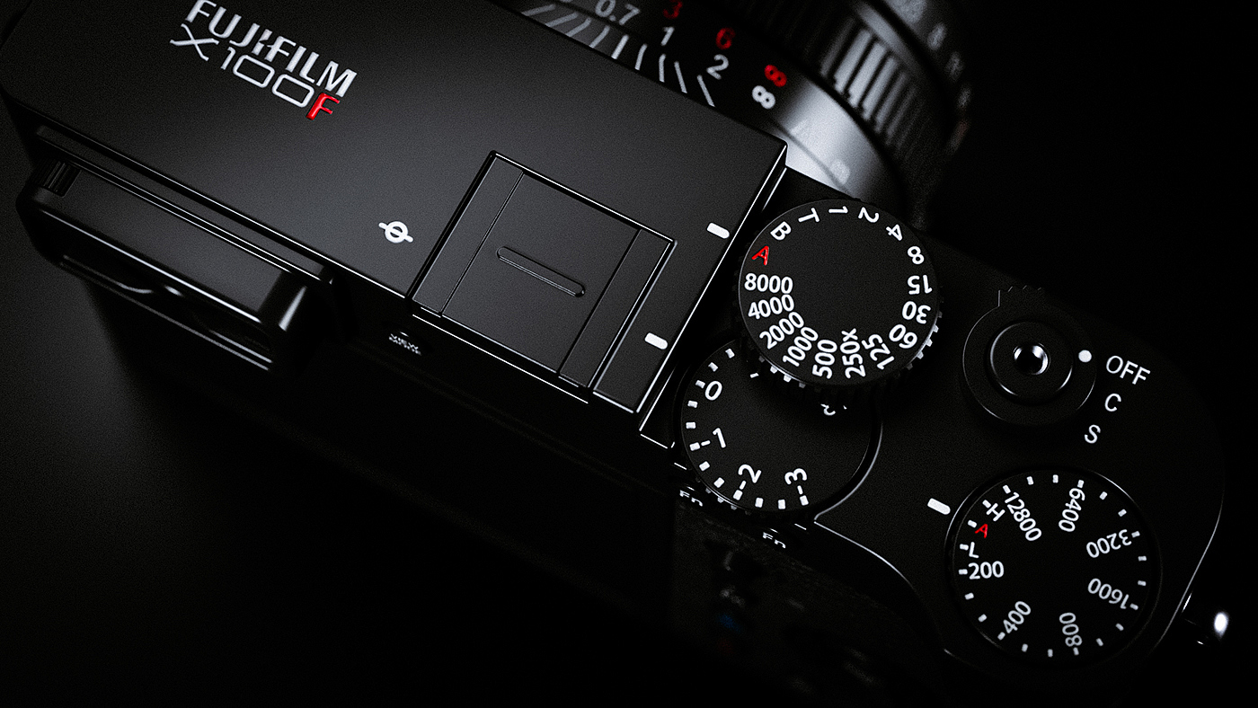 Fuji X100，Digital camera，Rendering，conceptual design，black，