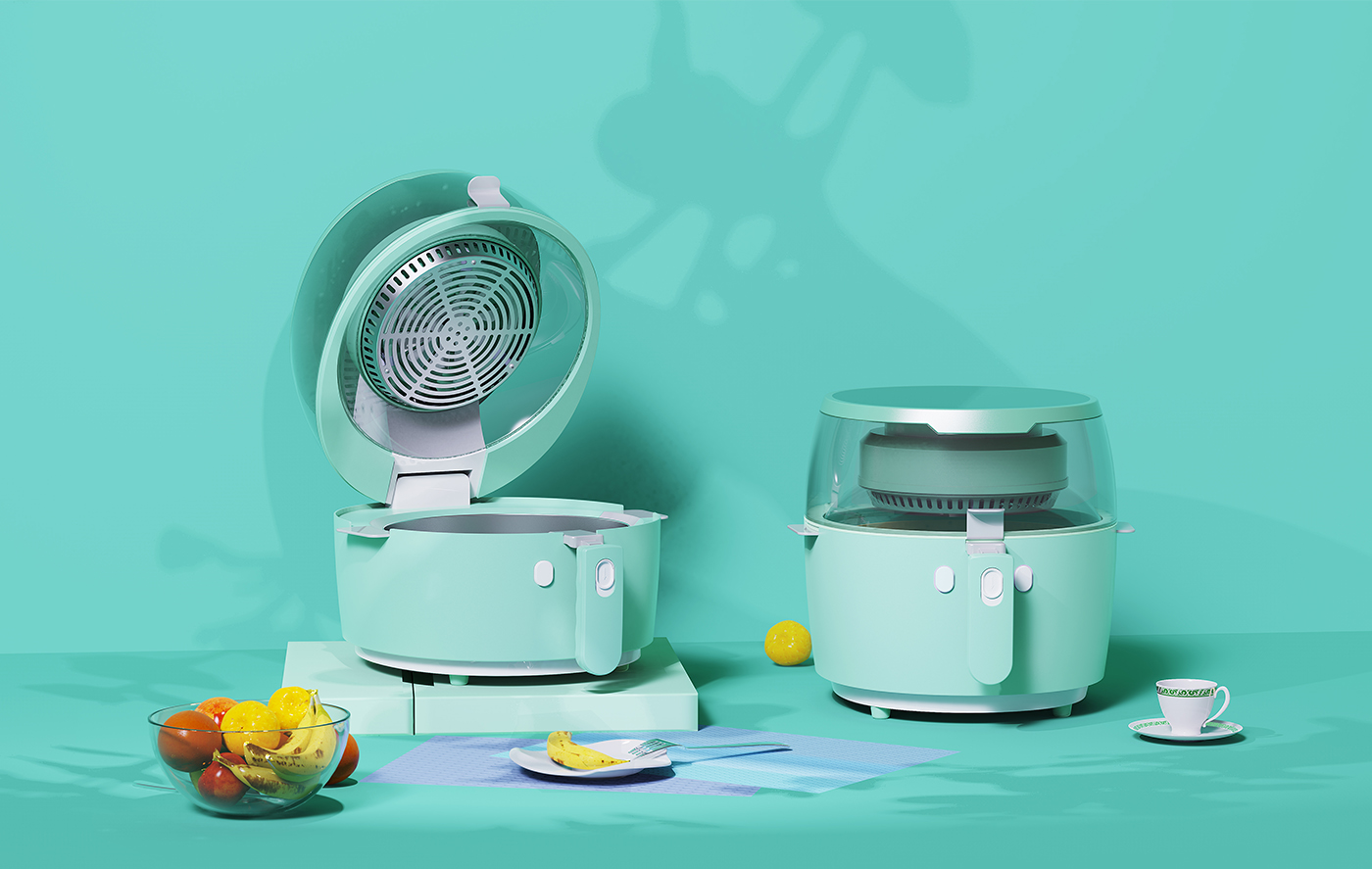 Design of air fryer，Appearance design，Small household appliance design，Shenzhen Industrial Design，industrial design，Air fryer, retro home appliances，