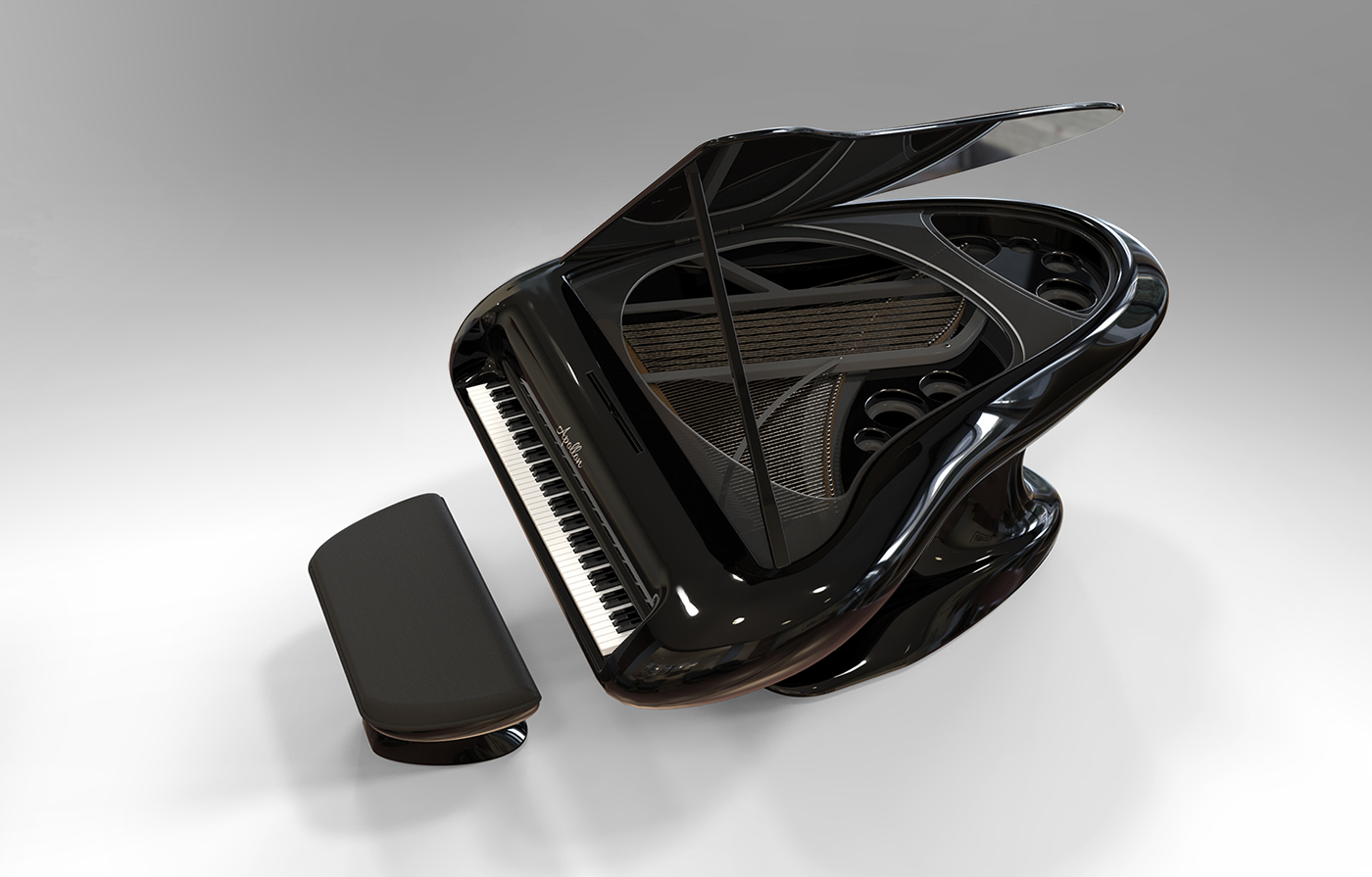 作者用现有大钢琴和立式钢琴设计大钢琴,它尤其适合大尺寸的歌剧舞台.