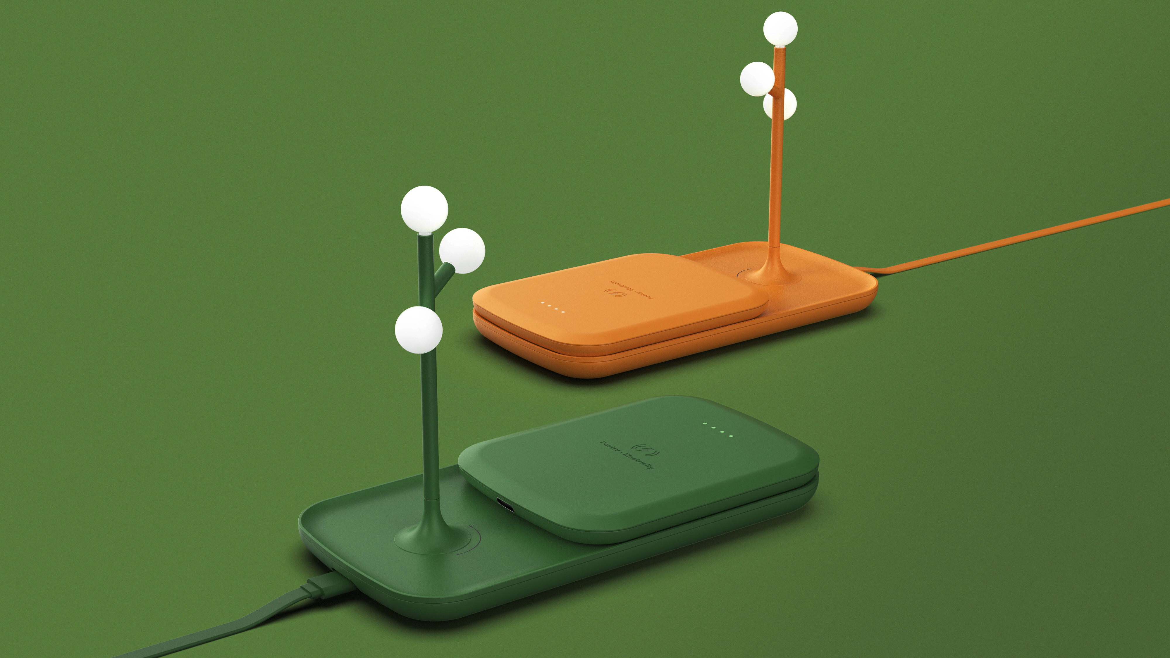 Night light，Atmosphere lamp，portable battery，Wireless charging，Receive，desktop，