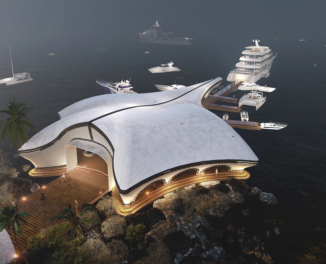 Architectural design，yacht，club，luxury，Manta ray，