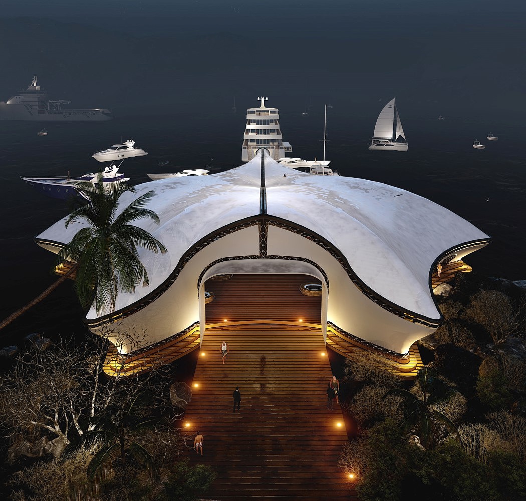 Architectural design，yacht，club，luxury，Manta ray，