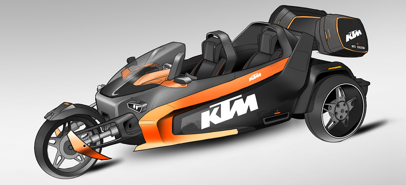 来自国外设计师的ps手绘ktm三轮车