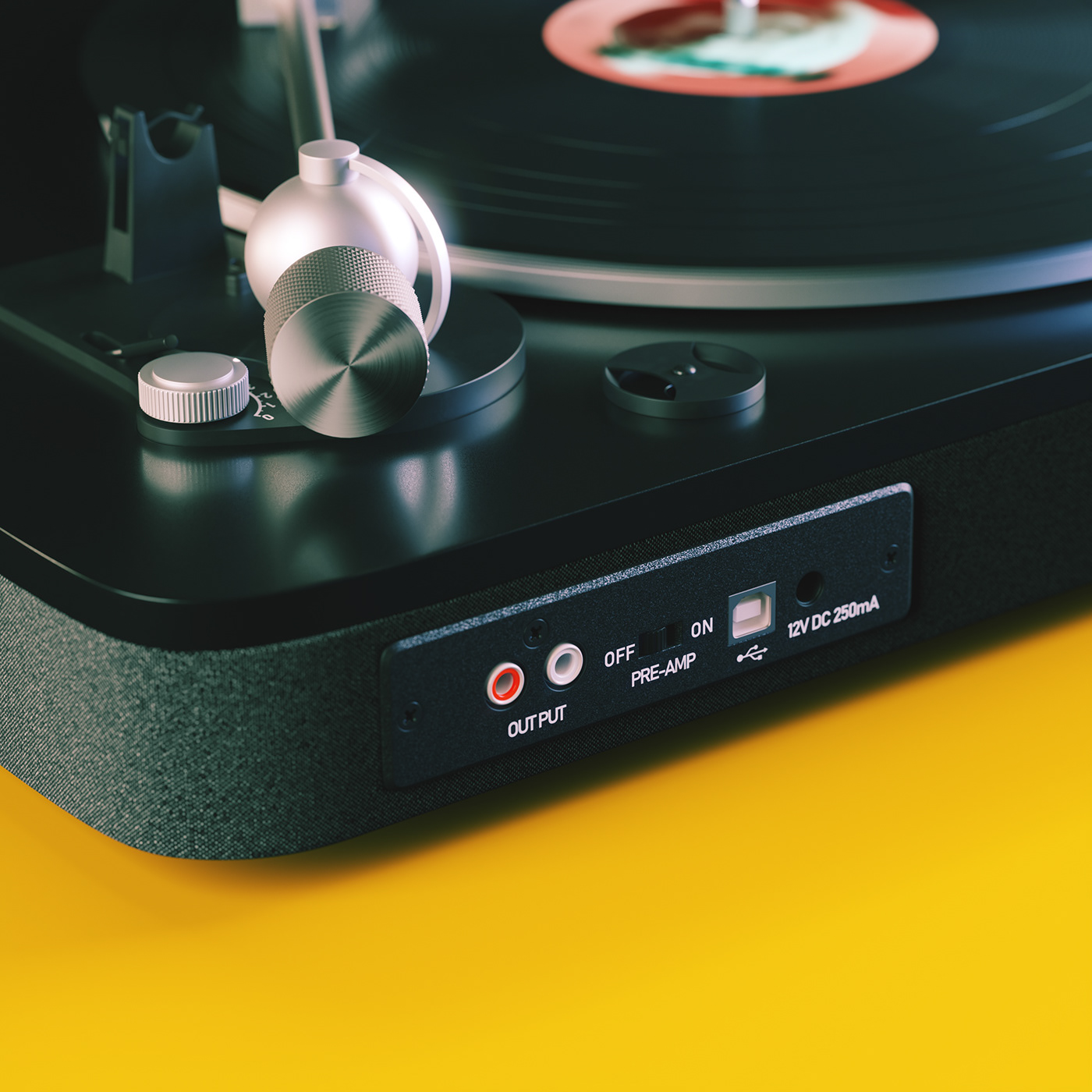 turntable，three-dimensional model，Vinyl record player，modeling，Render，c4d，