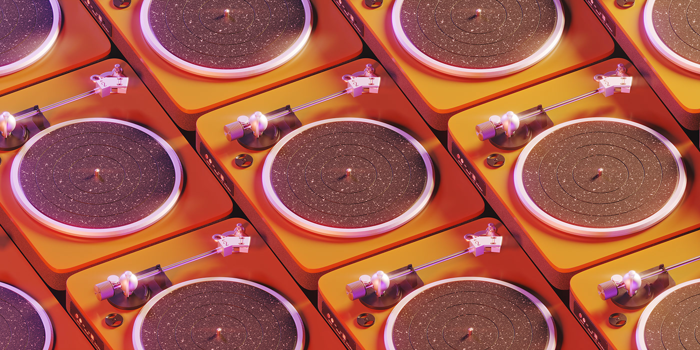 turntable，three-dimensional model，Vinyl record player，modeling，Render，c4d，