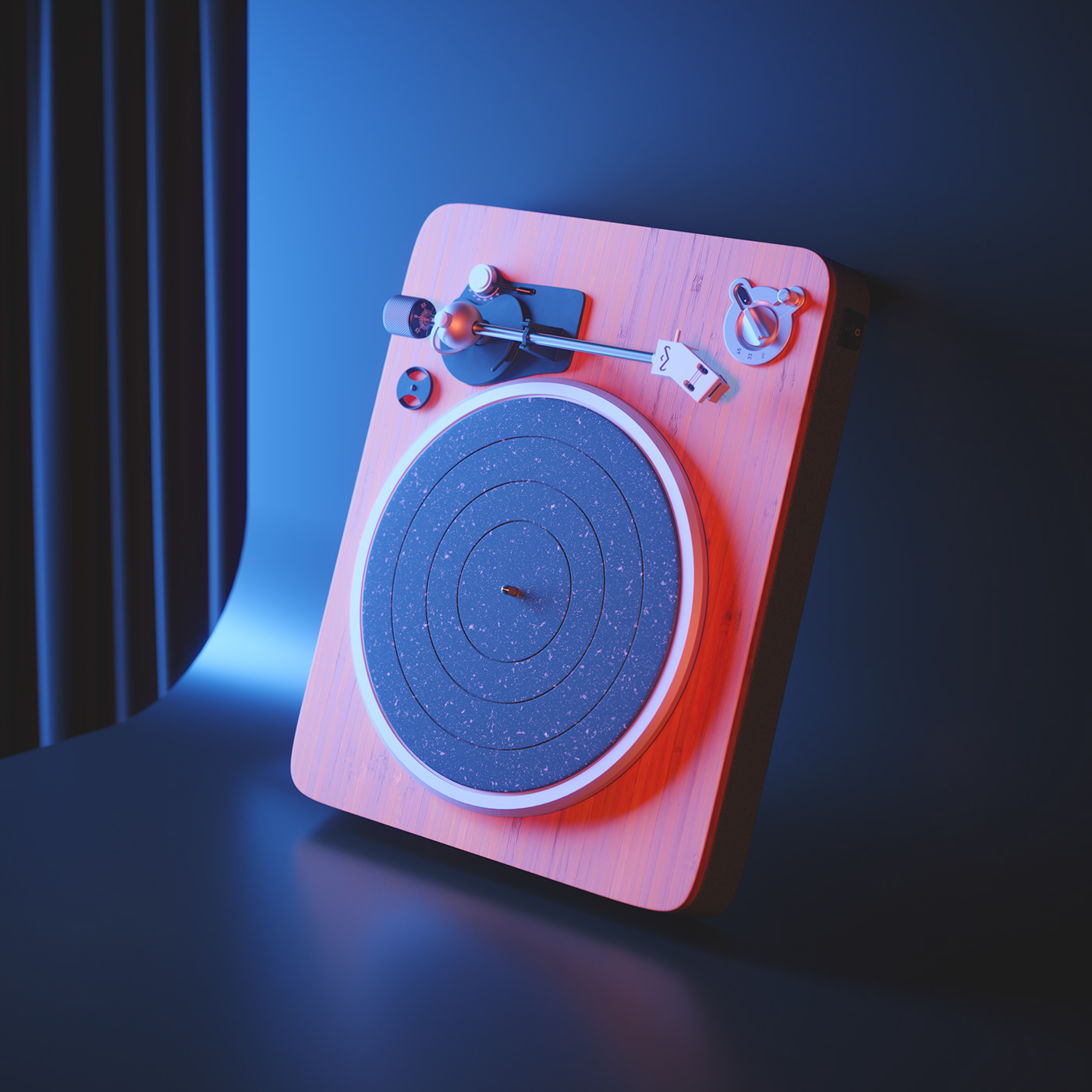 turntable，three-dimensional model，Vinyl record player，modeling，Render，c4d，
