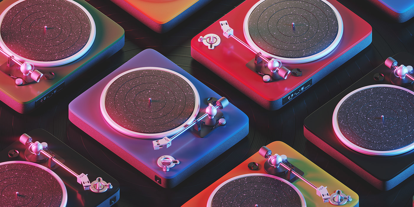 turntable，three-dimensional model，Vinyl record player，modeling，Render，c4d，