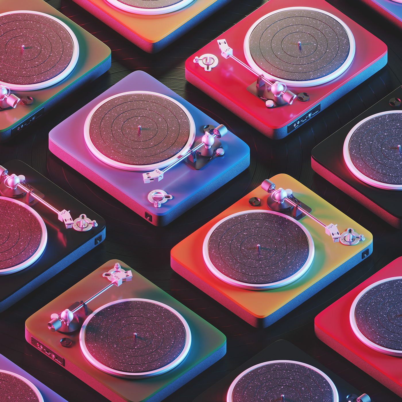 turntable，three-dimensional model，Vinyl record player，modeling，Render，c4d，