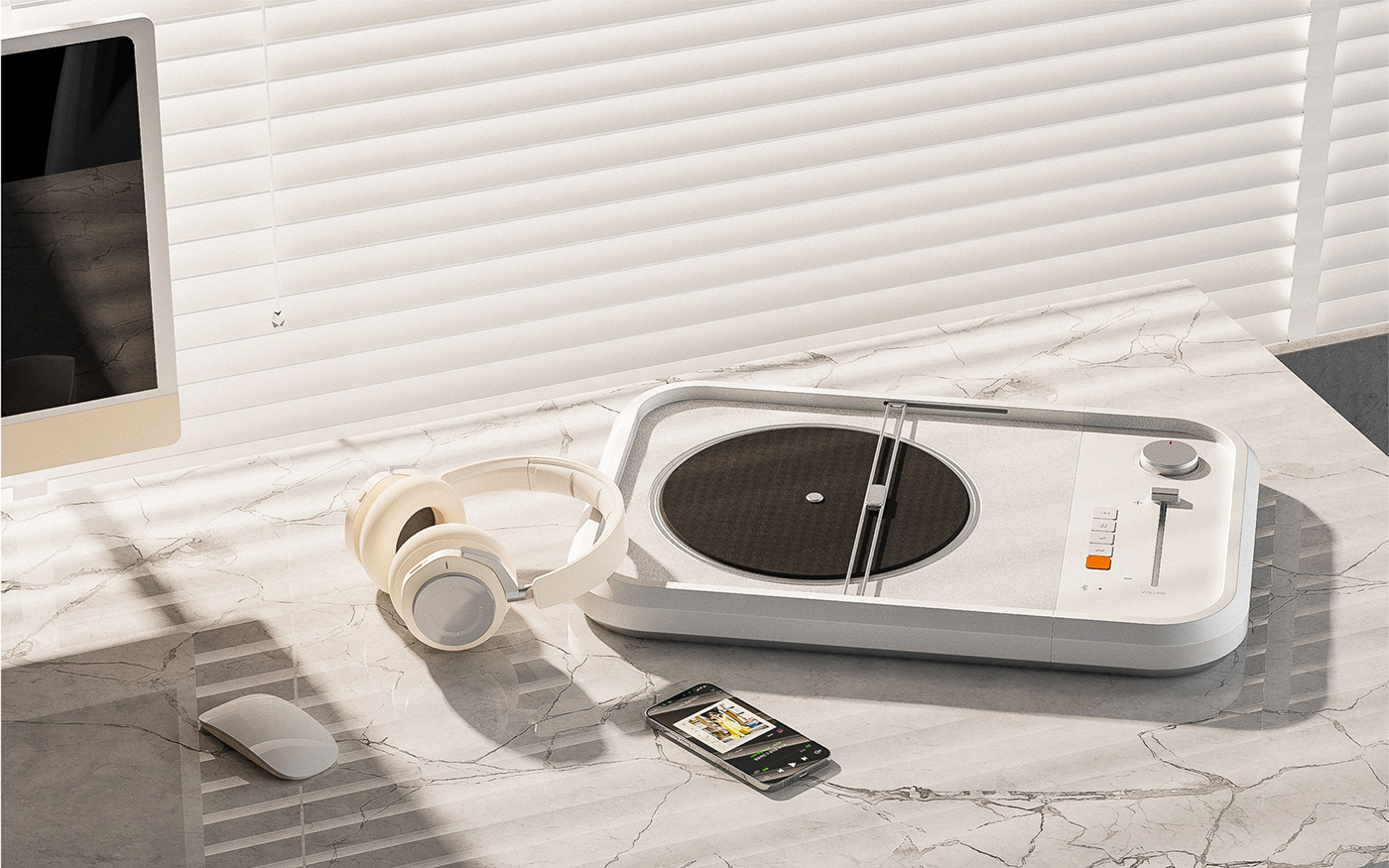 music，turntable，speaker，Render，