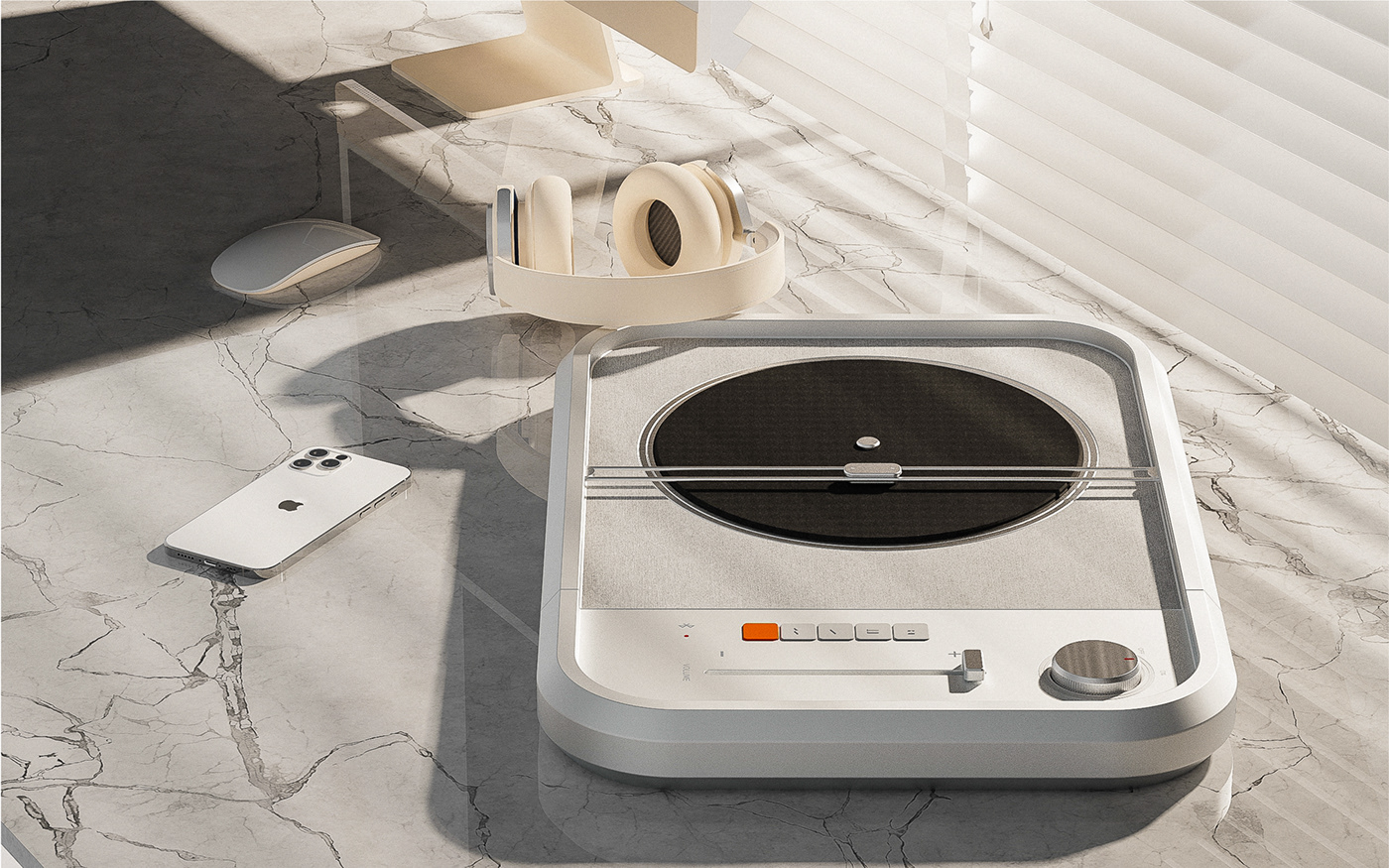 music，turntable，speaker，Render，