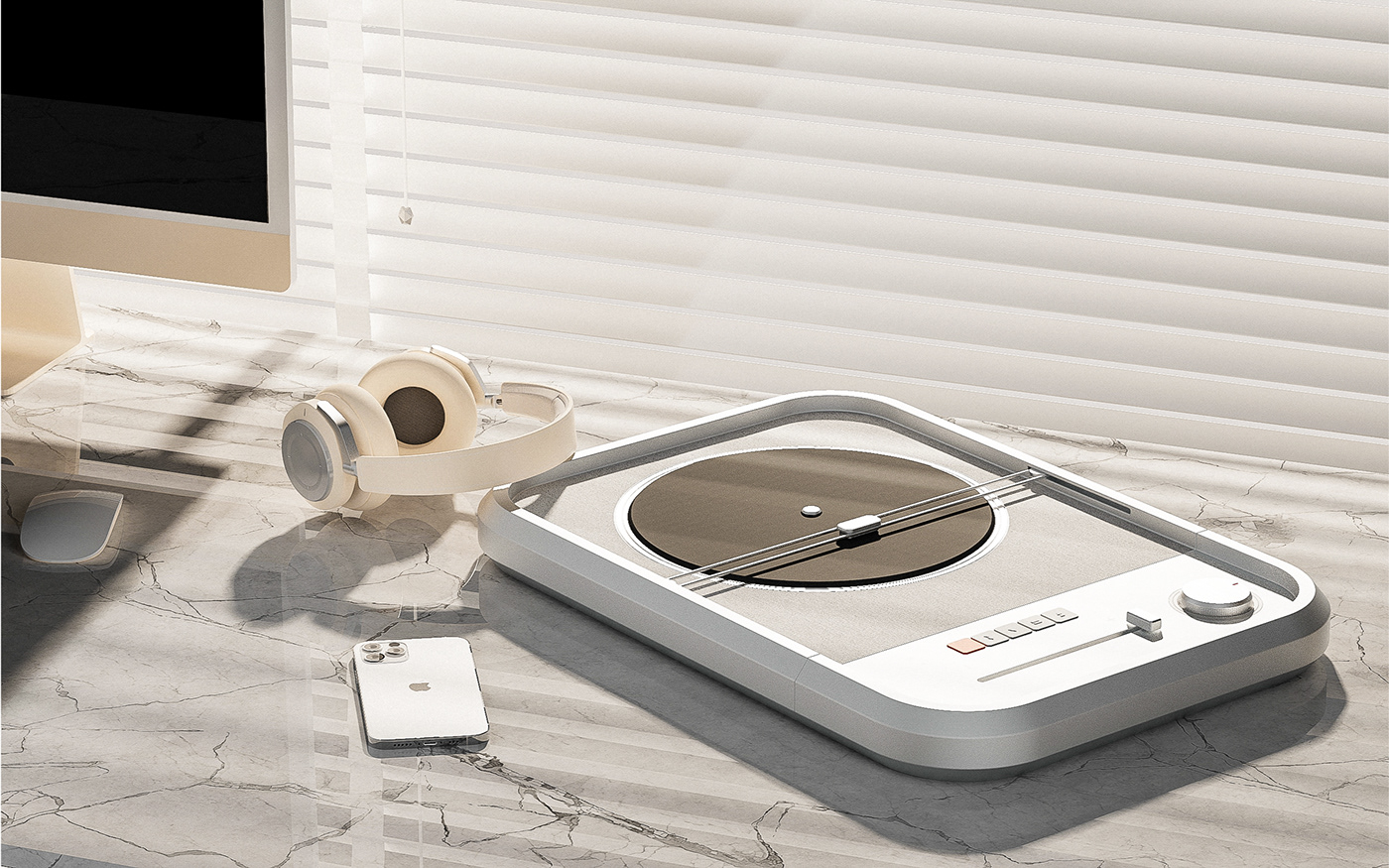 music，turntable，speaker，Render，