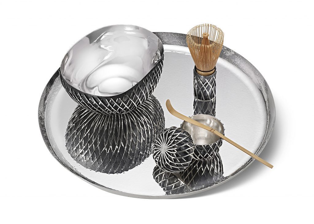 Japanese tea set，Kengo kuma，appreciate，Silver metal，Japanese design，