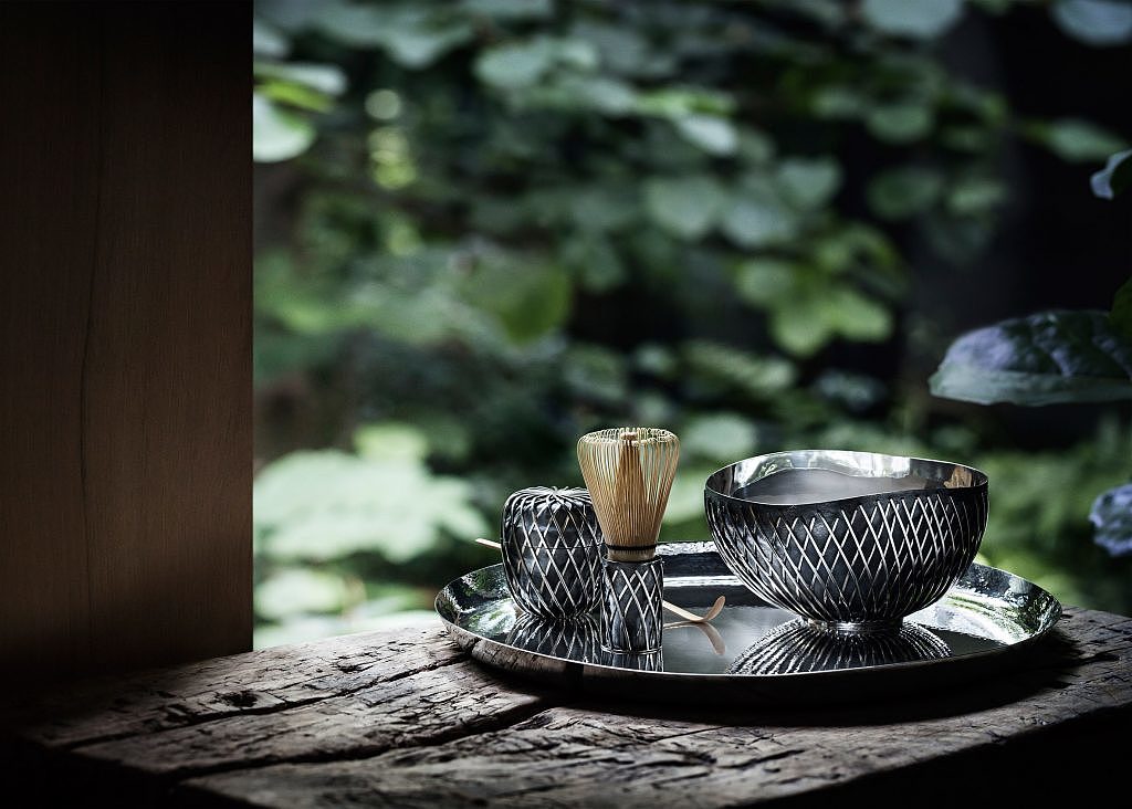 Japanese tea set，Kengo kuma，appreciate，Silver metal，Japanese design，