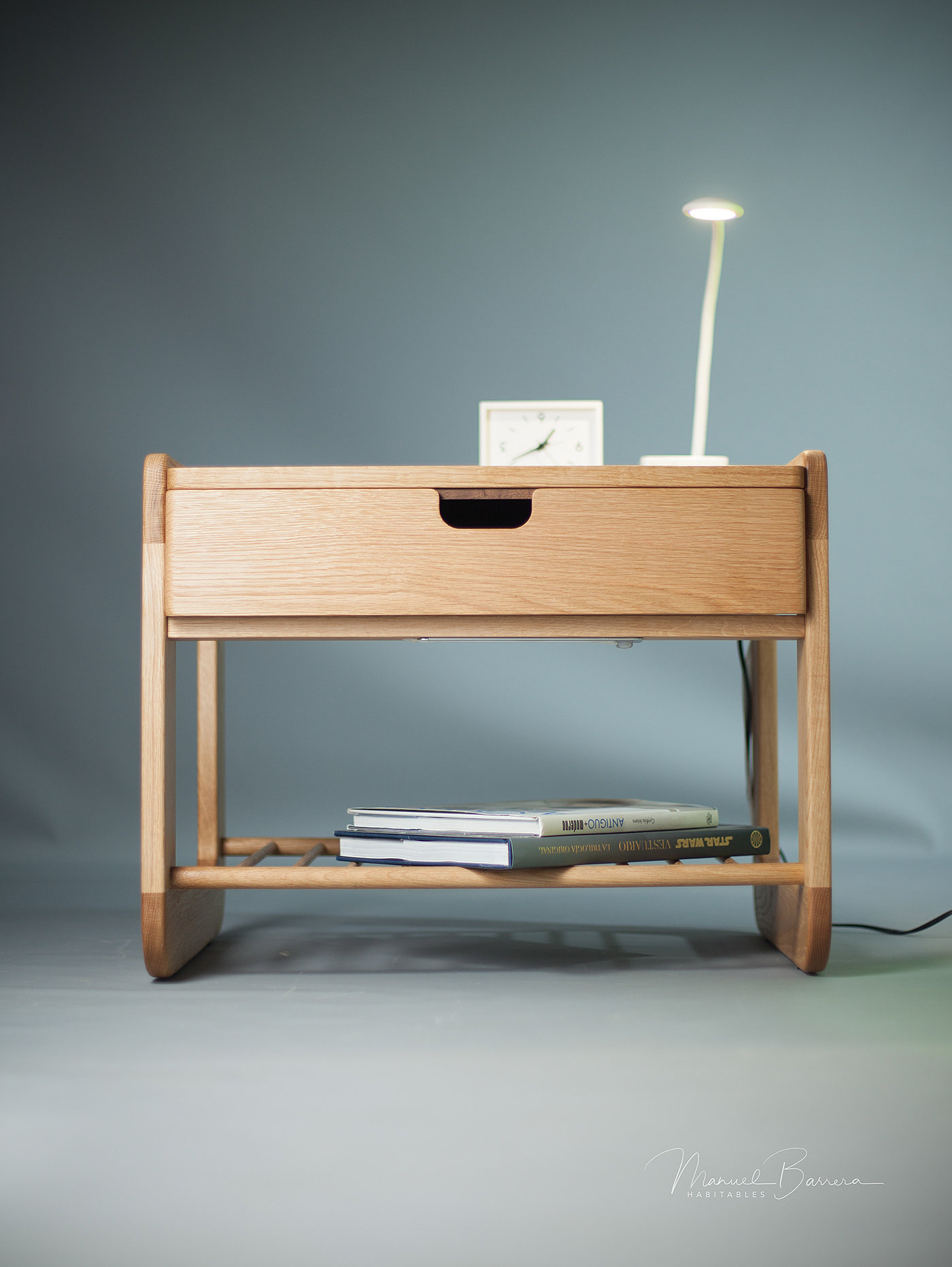 bedside cupboard，Place desk lamp，oak，