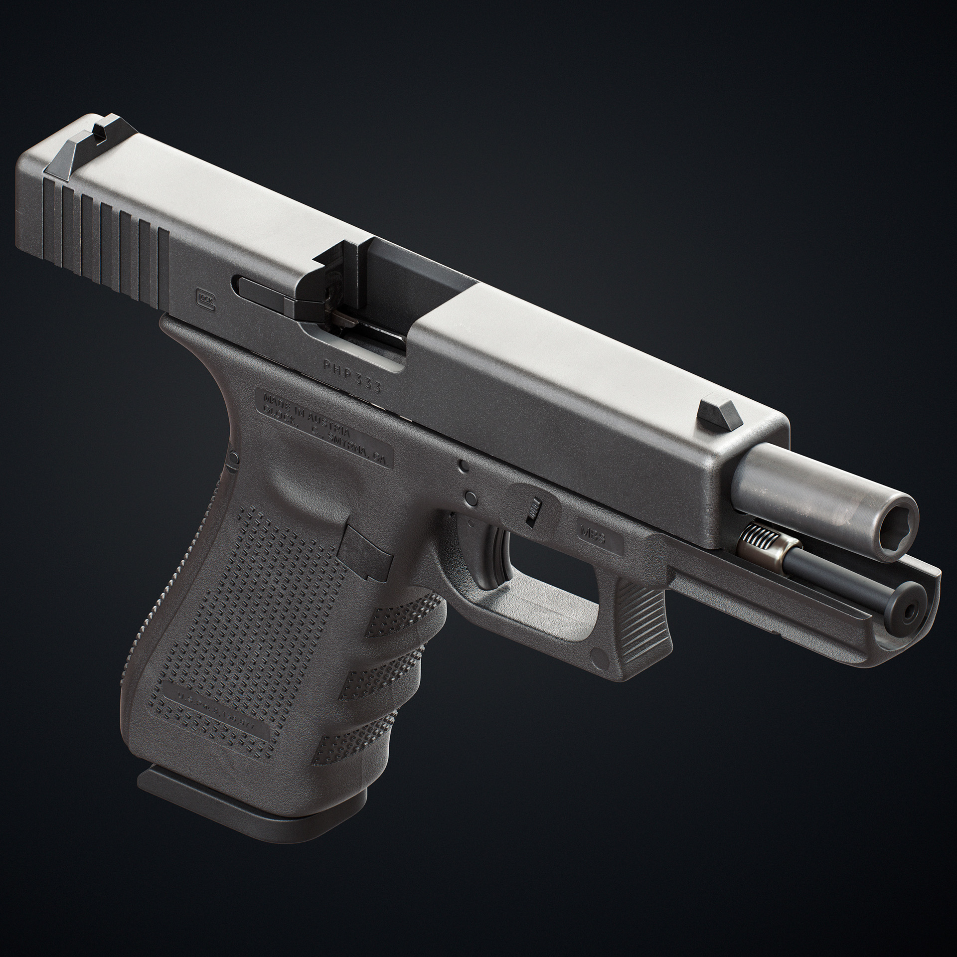 arms，military，3d，Pistol，Render，