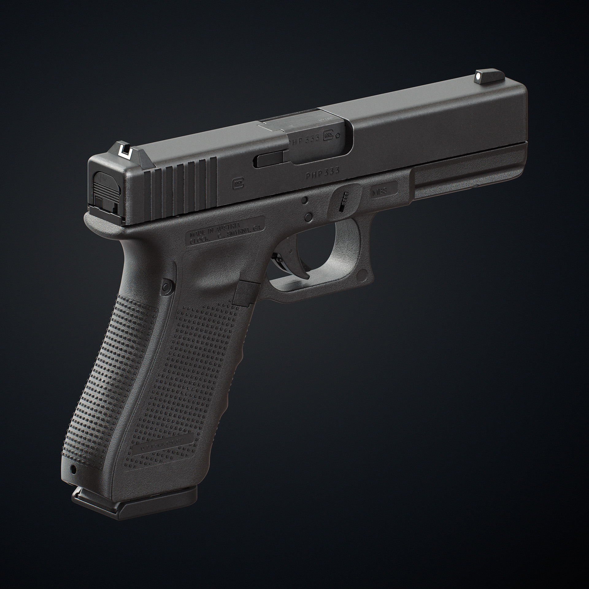 武器本是为了守护:3d枪支glock17 渲染设计