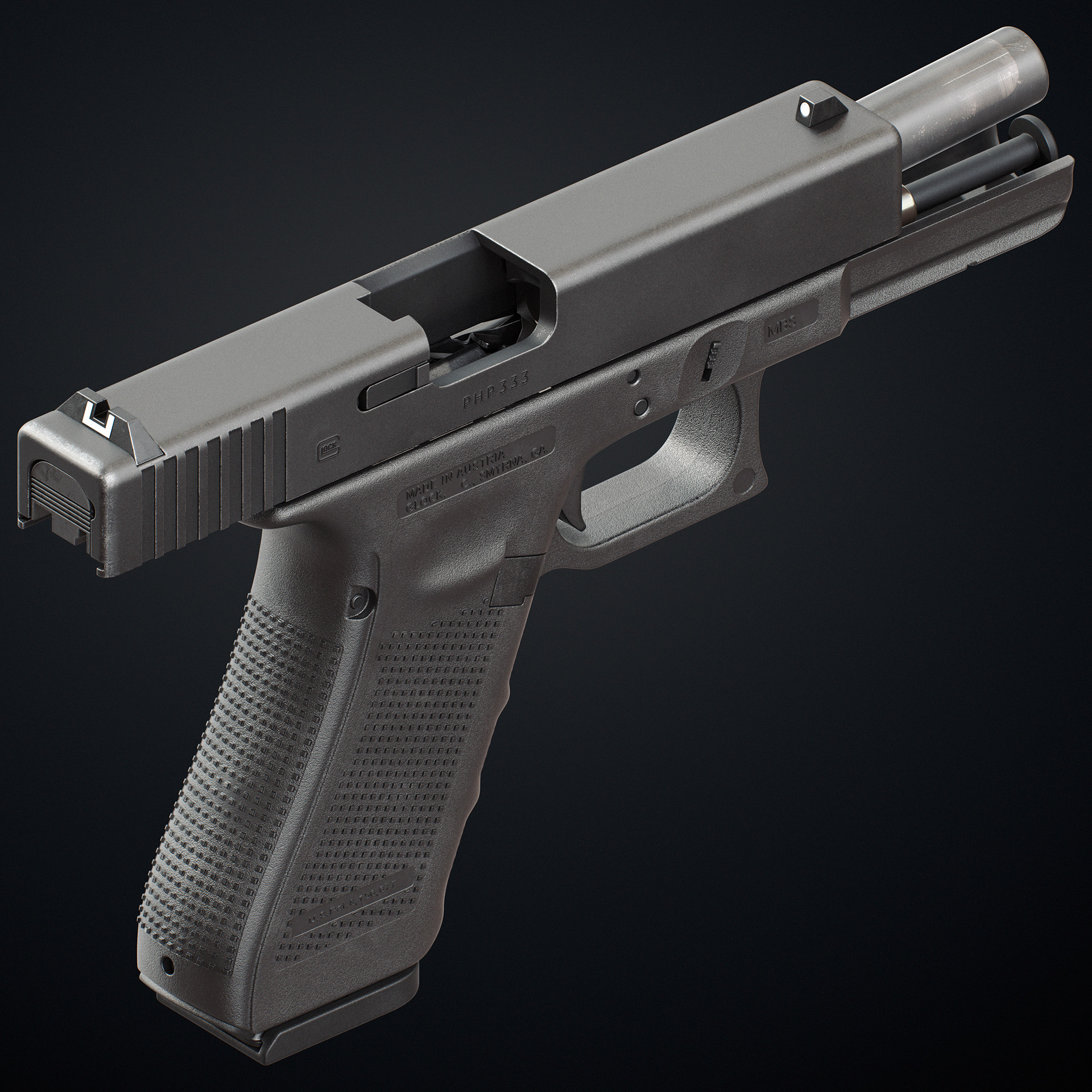 武器本是为了守护:3d枪支glock17 渲染设计