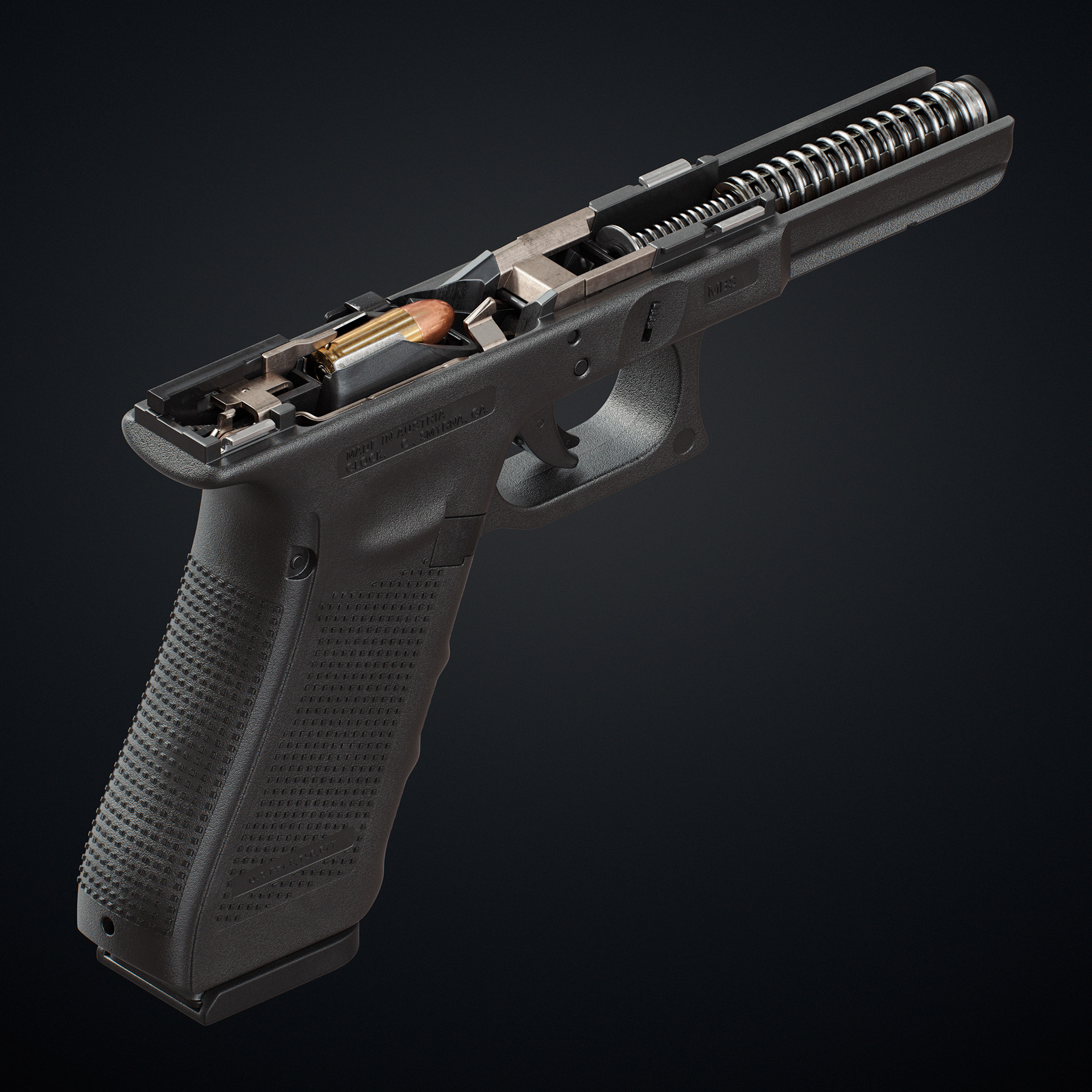 arms，military，3d，Pistol，Render，