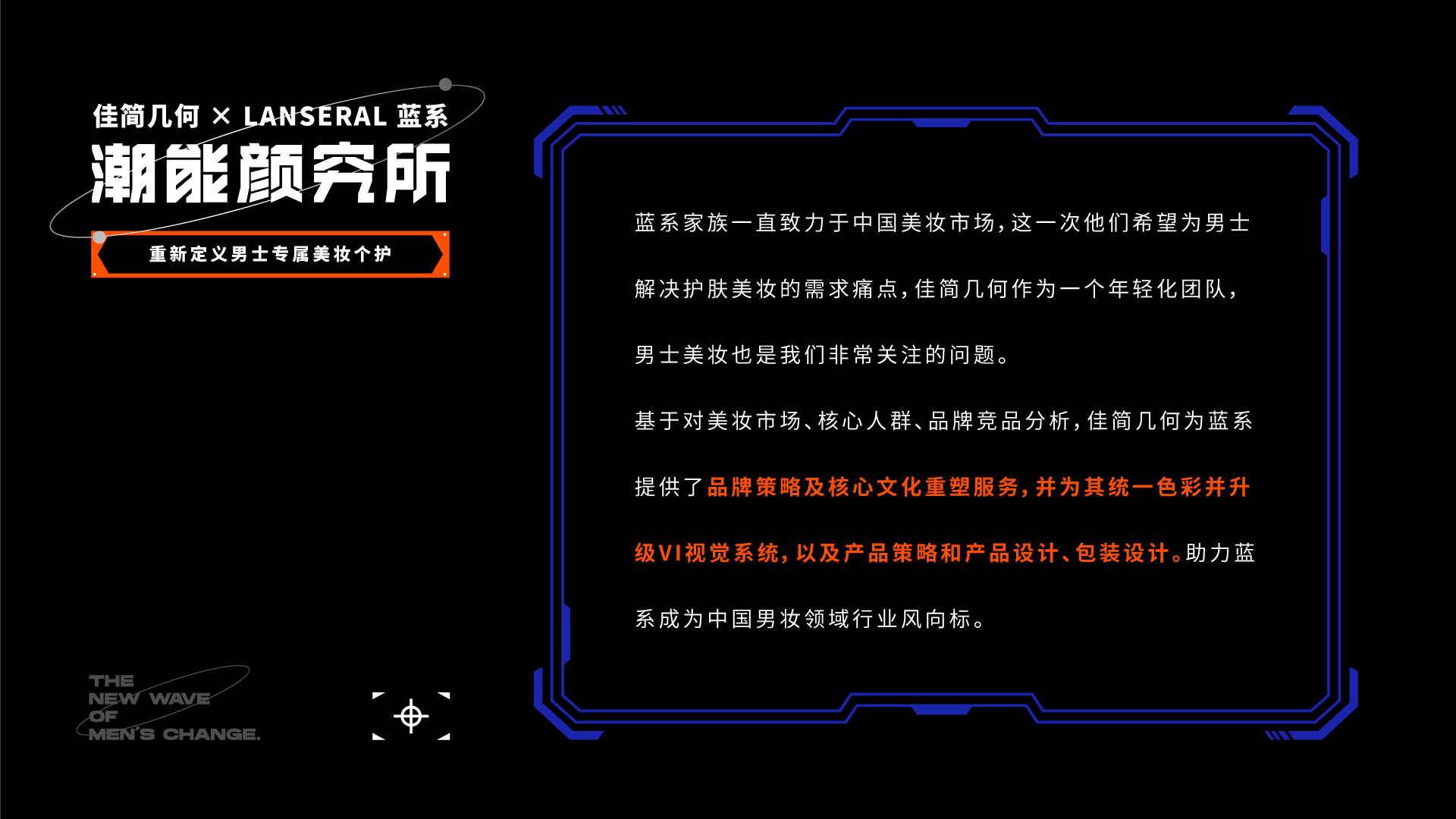 Brand design，Whole case design，VI design，Visual design，Men's beauty，Good simple geometry，Blue System，