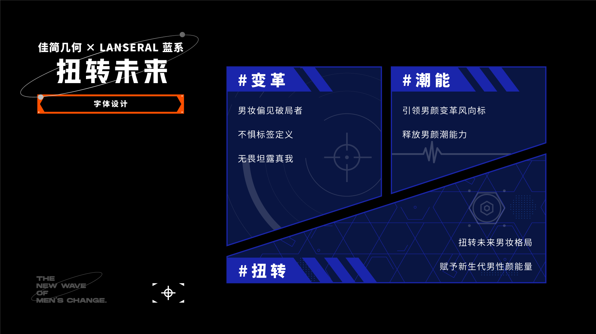 Brand design，Whole case design，VI design，Visual design，Men's beauty，Good simple geometry，Blue System，