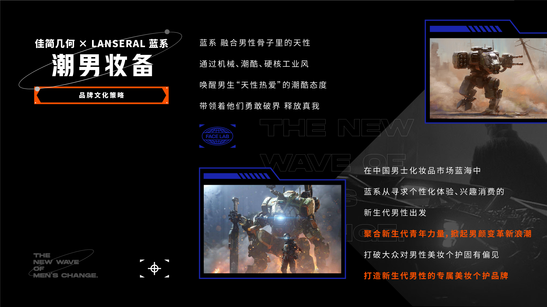 Brand design，Whole case design，VI design，Visual design，Men's beauty，Good simple geometry，Blue System，