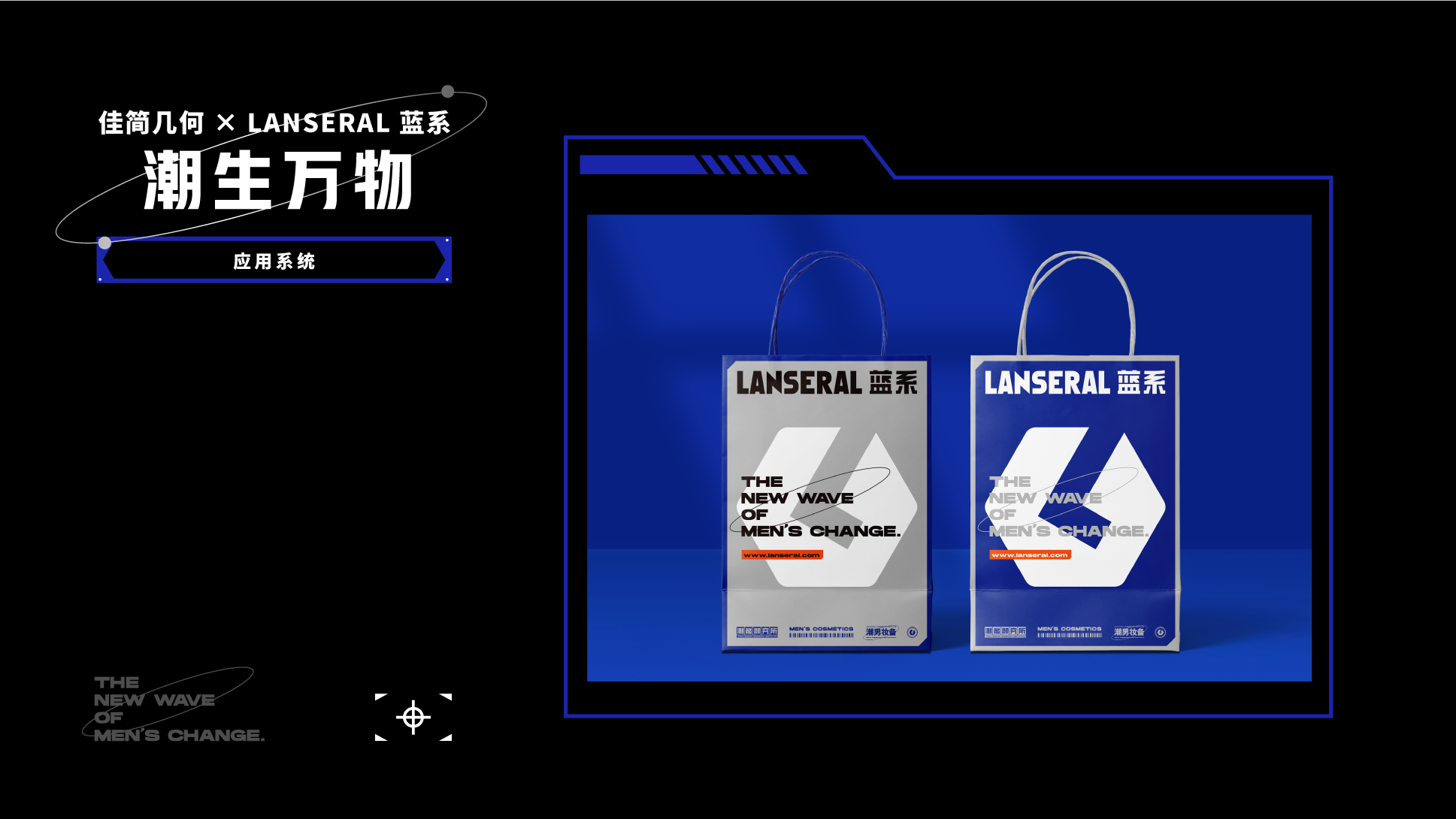 Brand design，Whole case design，VI design，Visual design，Men's beauty，Good simple geometry，Blue System，