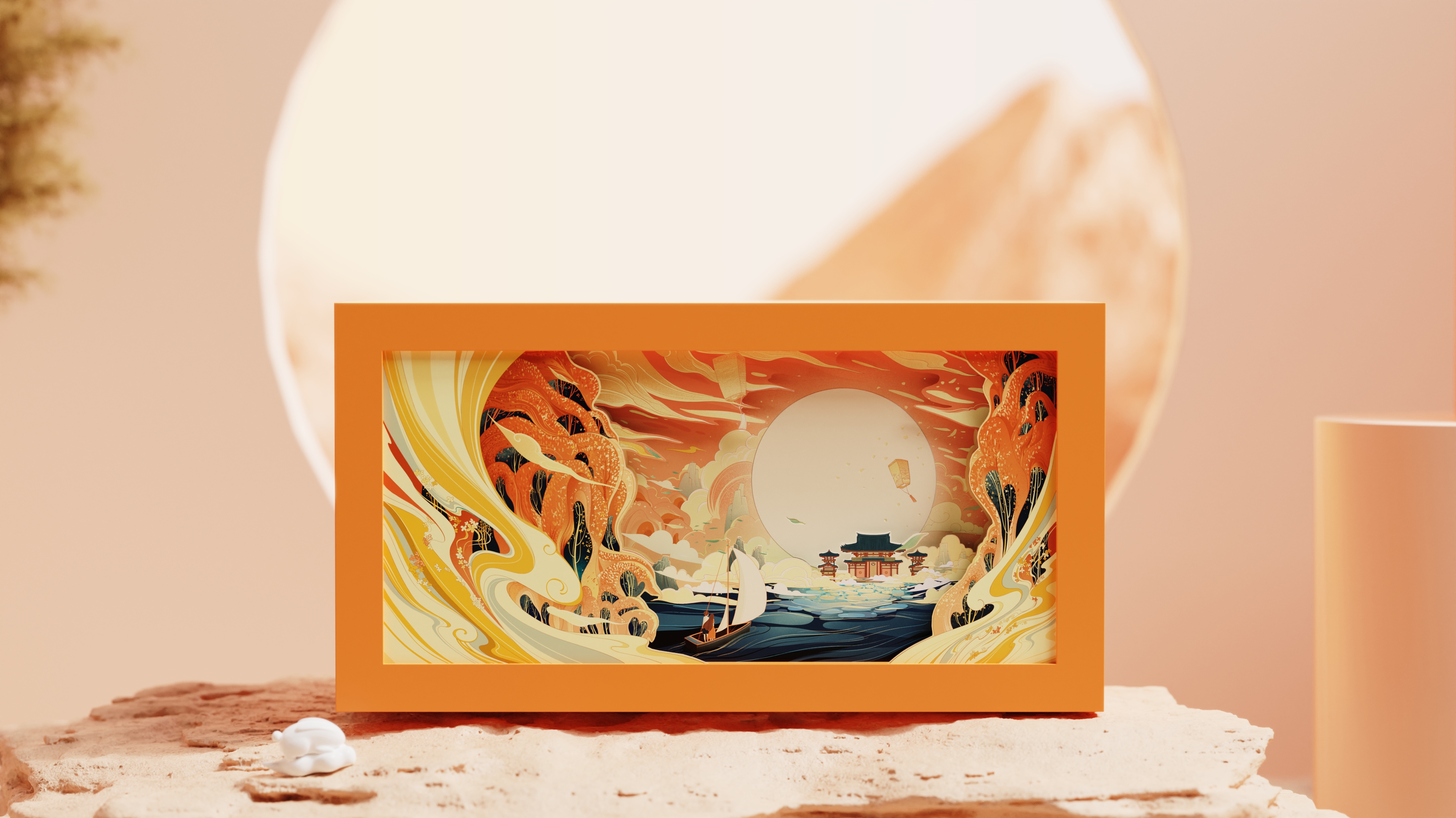 Tea set, gift box, illustration，packing design，