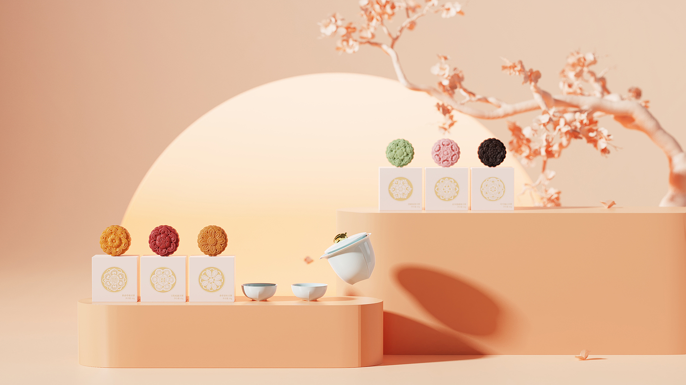 Tea set, gift box, illustration，packing design，
