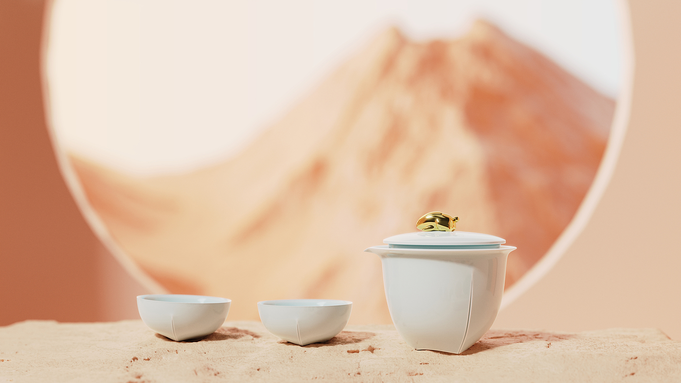 Tea set, gift box, illustration，packing design，