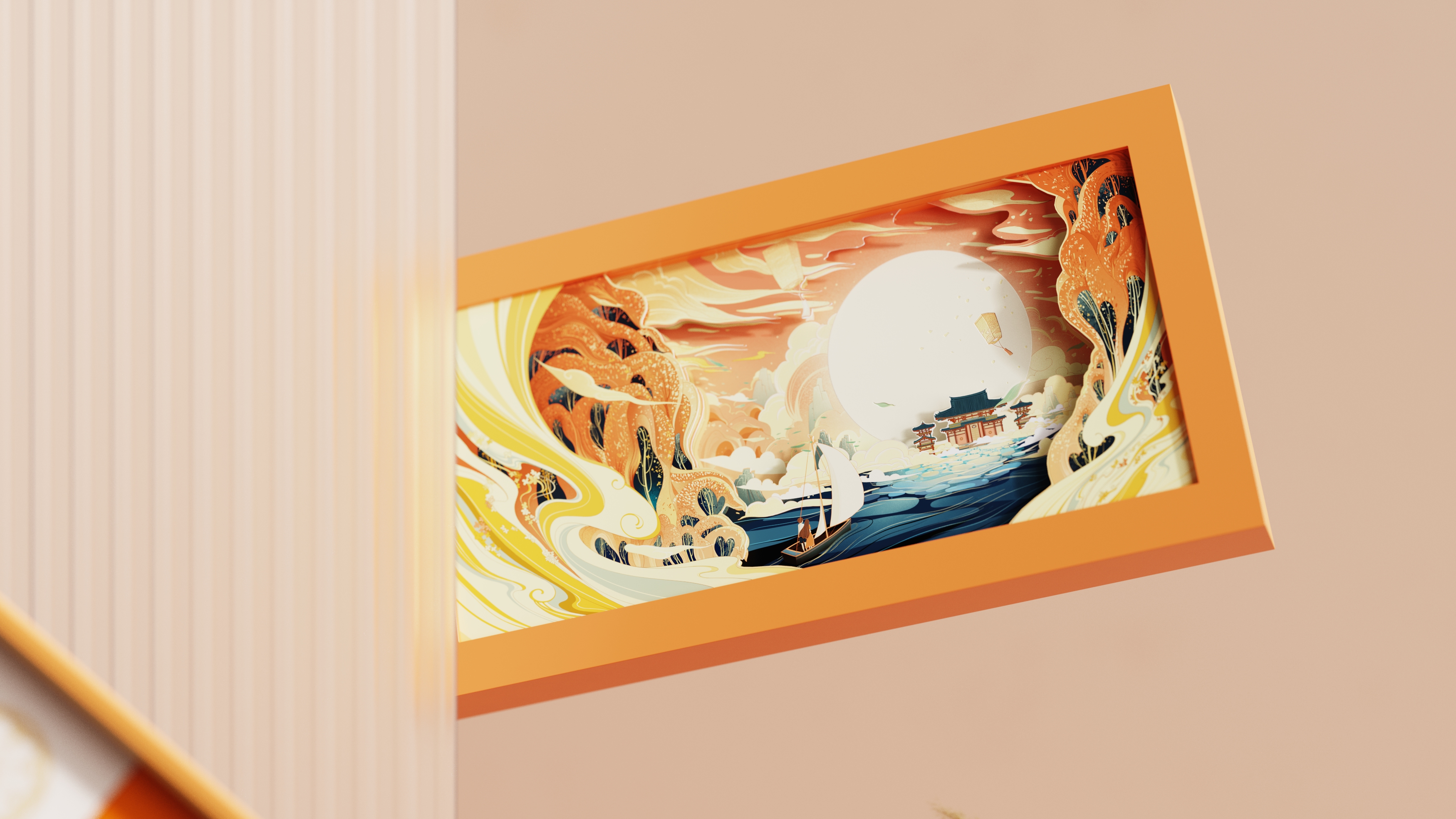 Tea set, gift box, illustration，packing design，