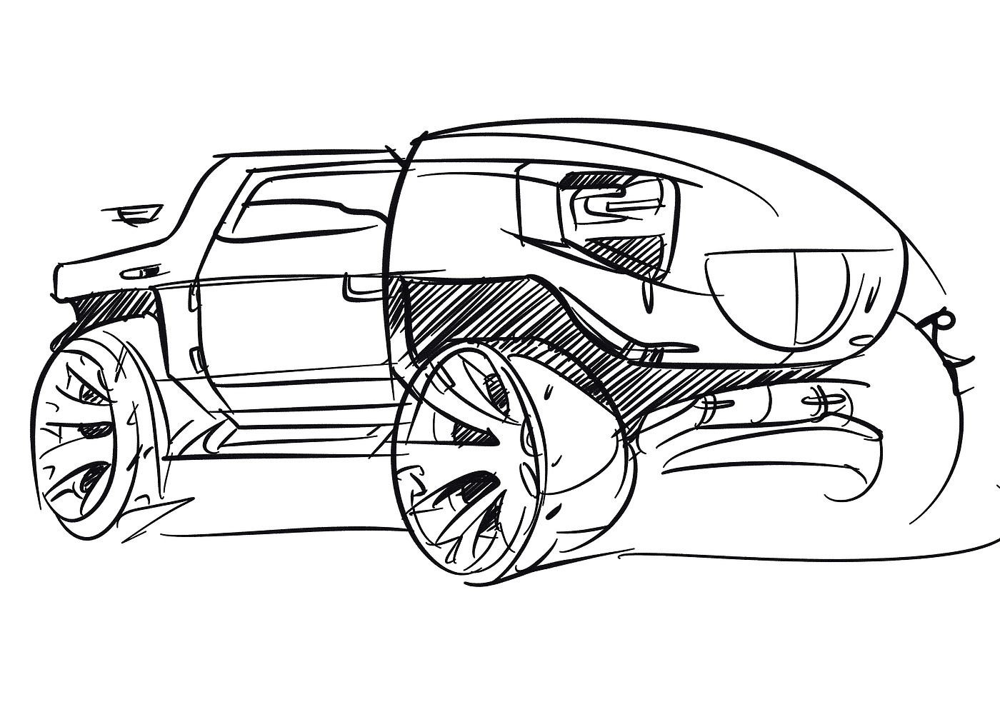 Ubee ，Hand drawn，product design，automobile，Line，sai ，
