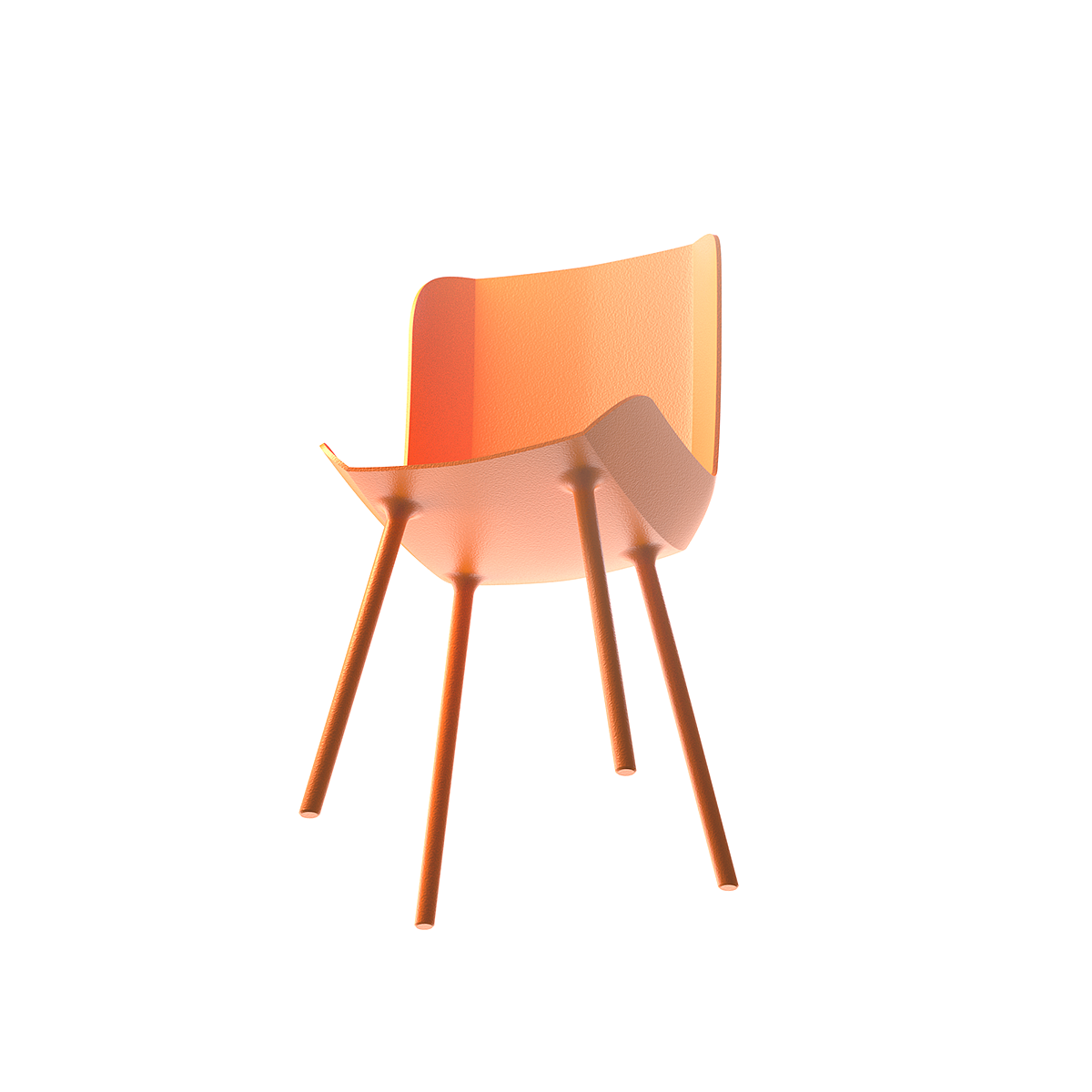 椅子，橙色，简约，