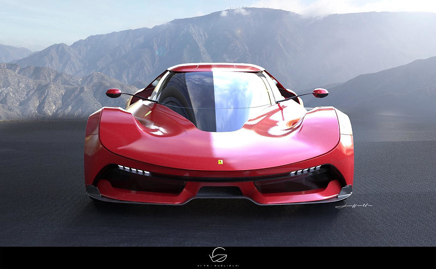 Ferrari，Sports car，gules，Render，