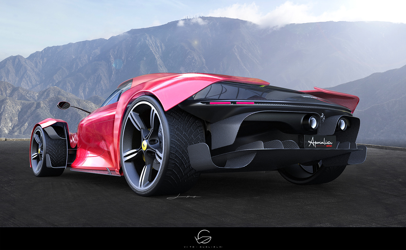 Ferrari，Sports car，gules，Render，