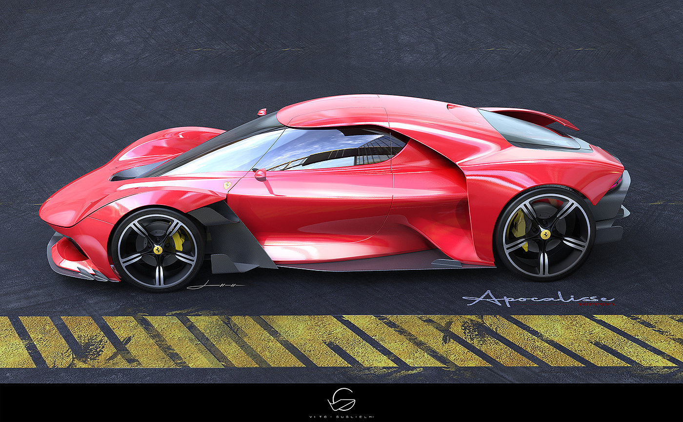 Ferrari，Sports car，gules，Render，