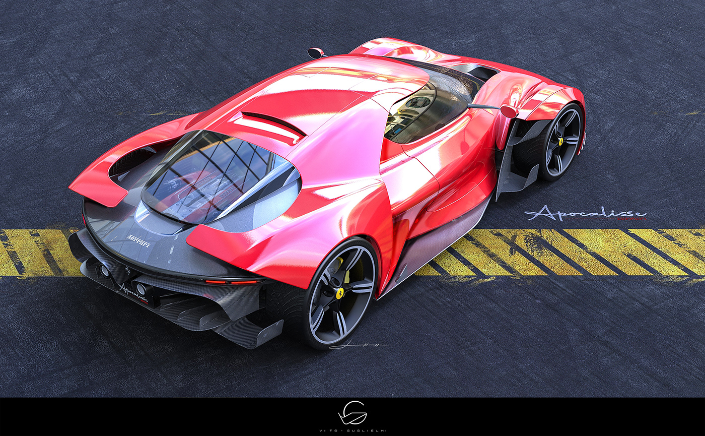 Ferrari，Sports car，gules，Render，