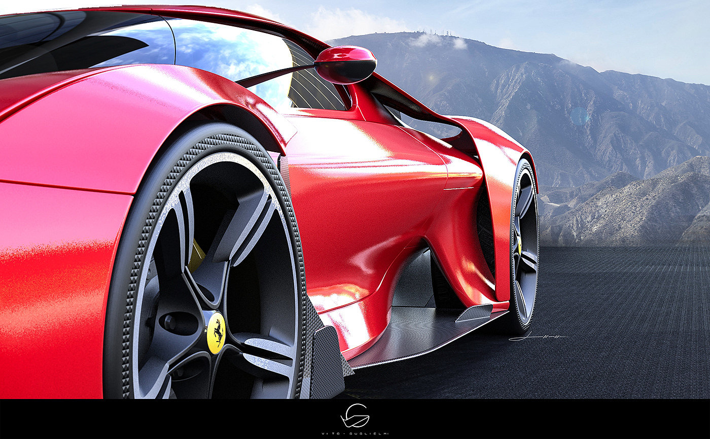 Ferrari，Sports car，gules，Render，